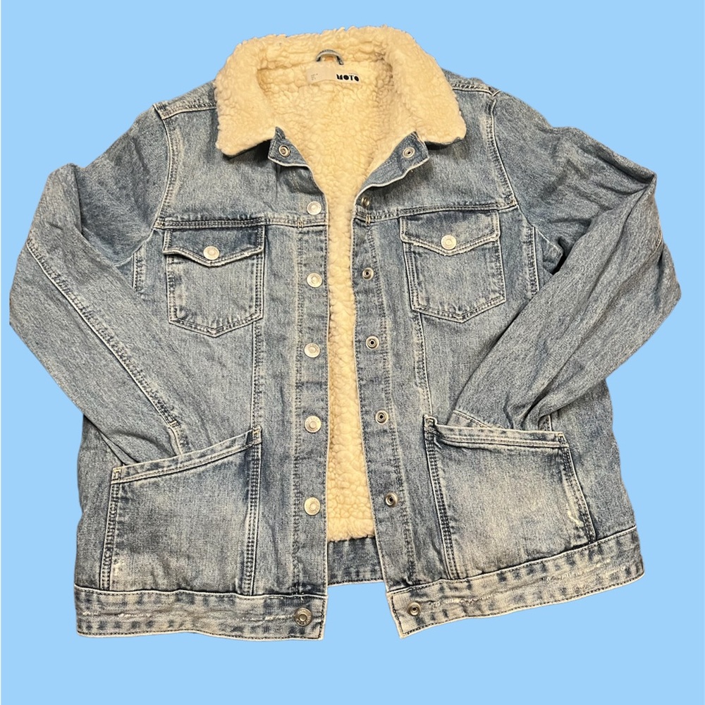TopShop Jean Moto Jacket with Sherpa Lining